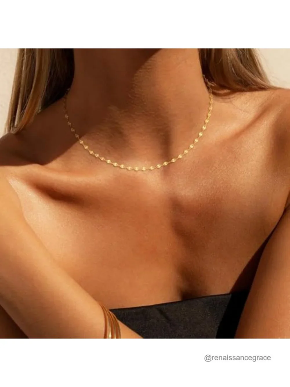 925 Sterling Silver Lip Link Chain Necklace, 16 Inch Gold Plated Hypoallergenic